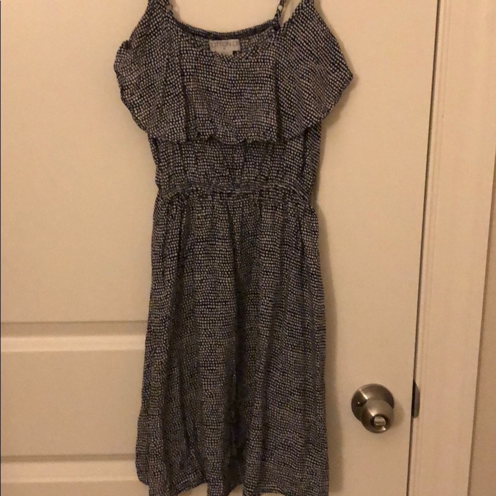 black with small white dotted dress with straps